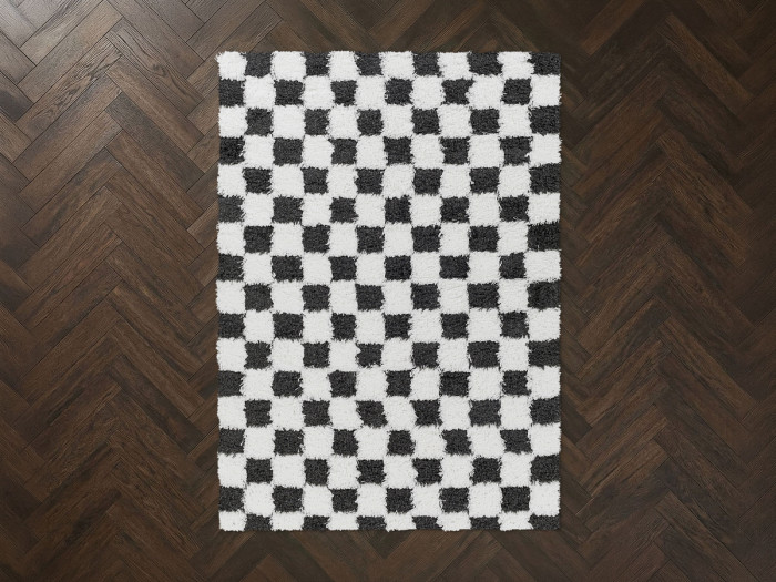 Tapis poils longs RIMA motif damier
