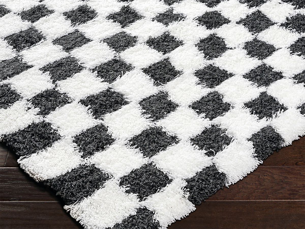 Tapis poils longs RIMA motif damier