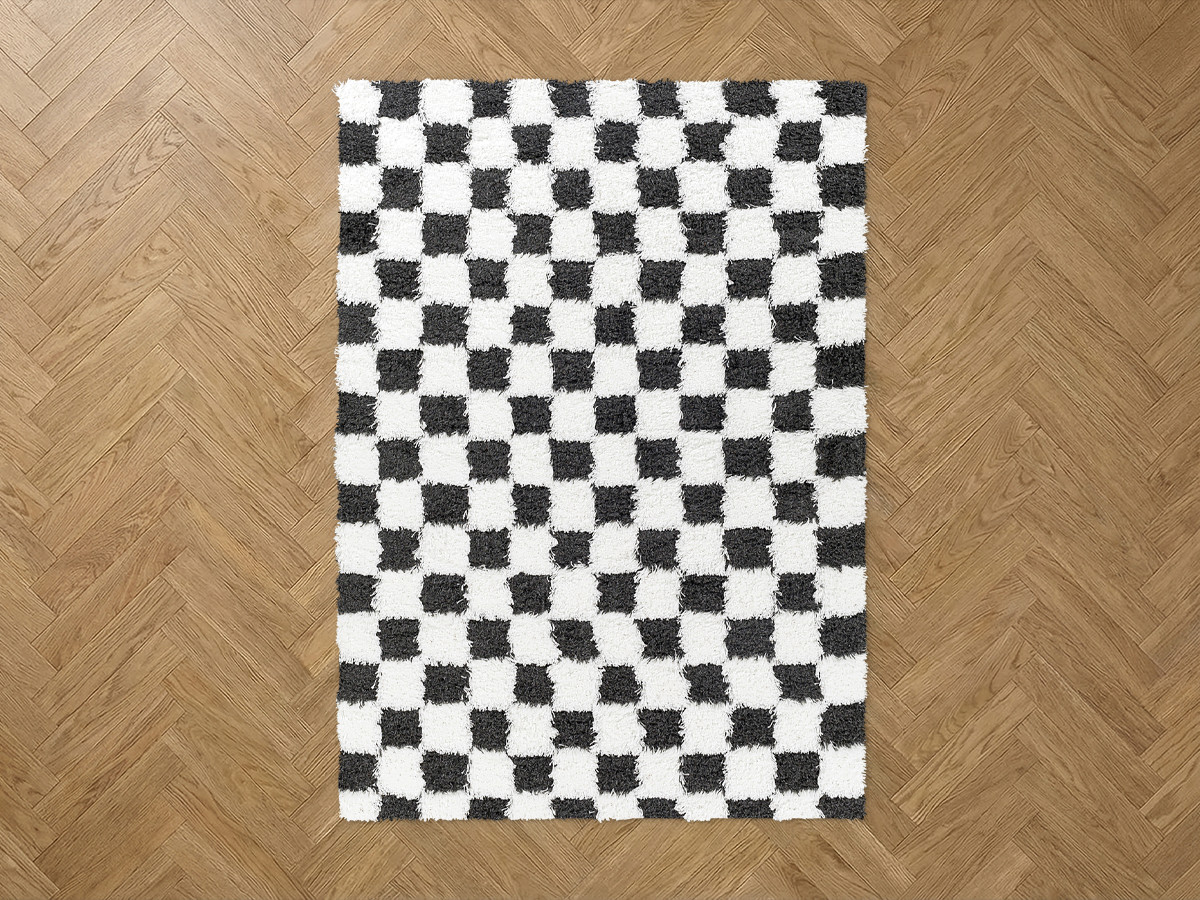 Tapis poils longs RIMA motif damier