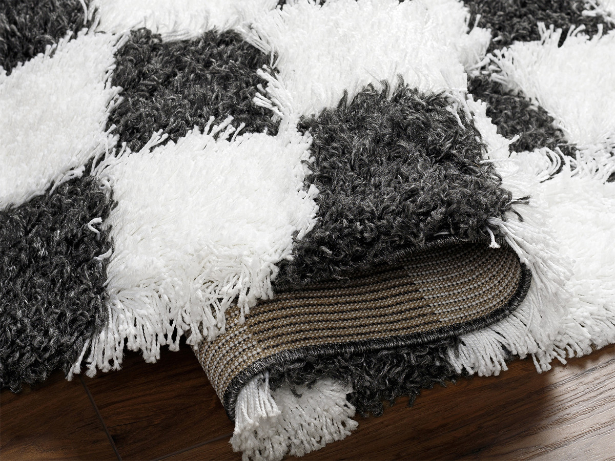 Tapis poils longs RIMA motif damier