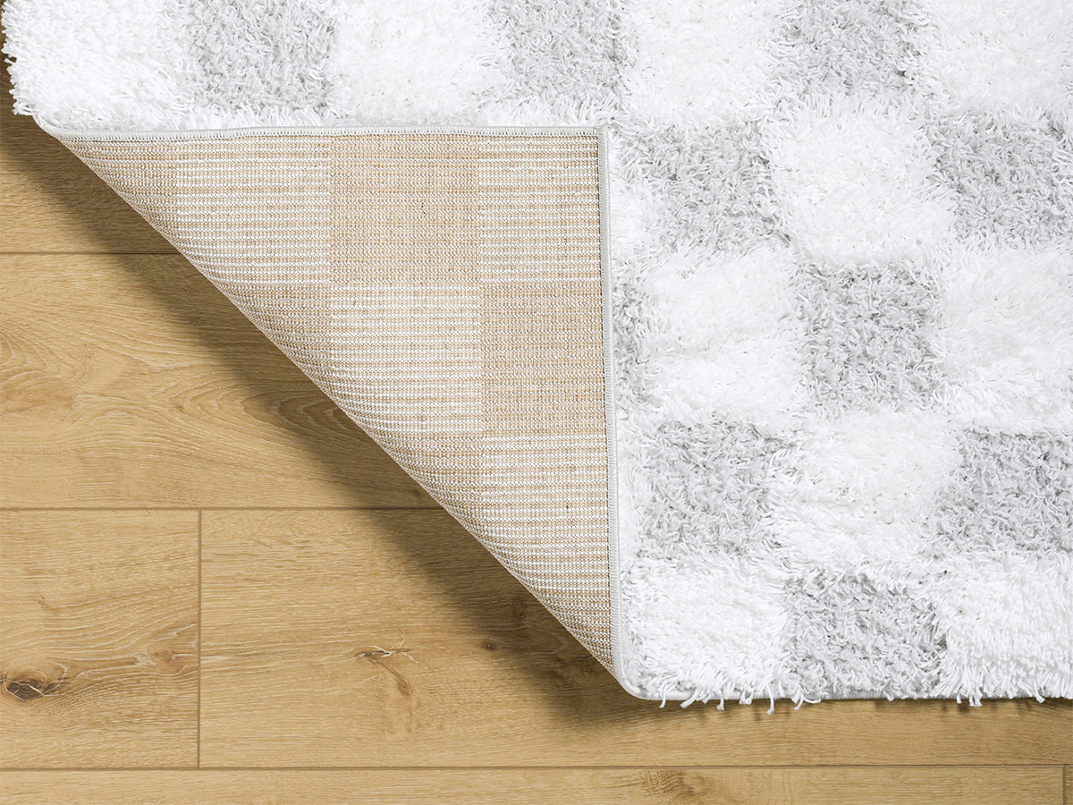 Tapis poils longs RIMA motif damier gris — vue 6