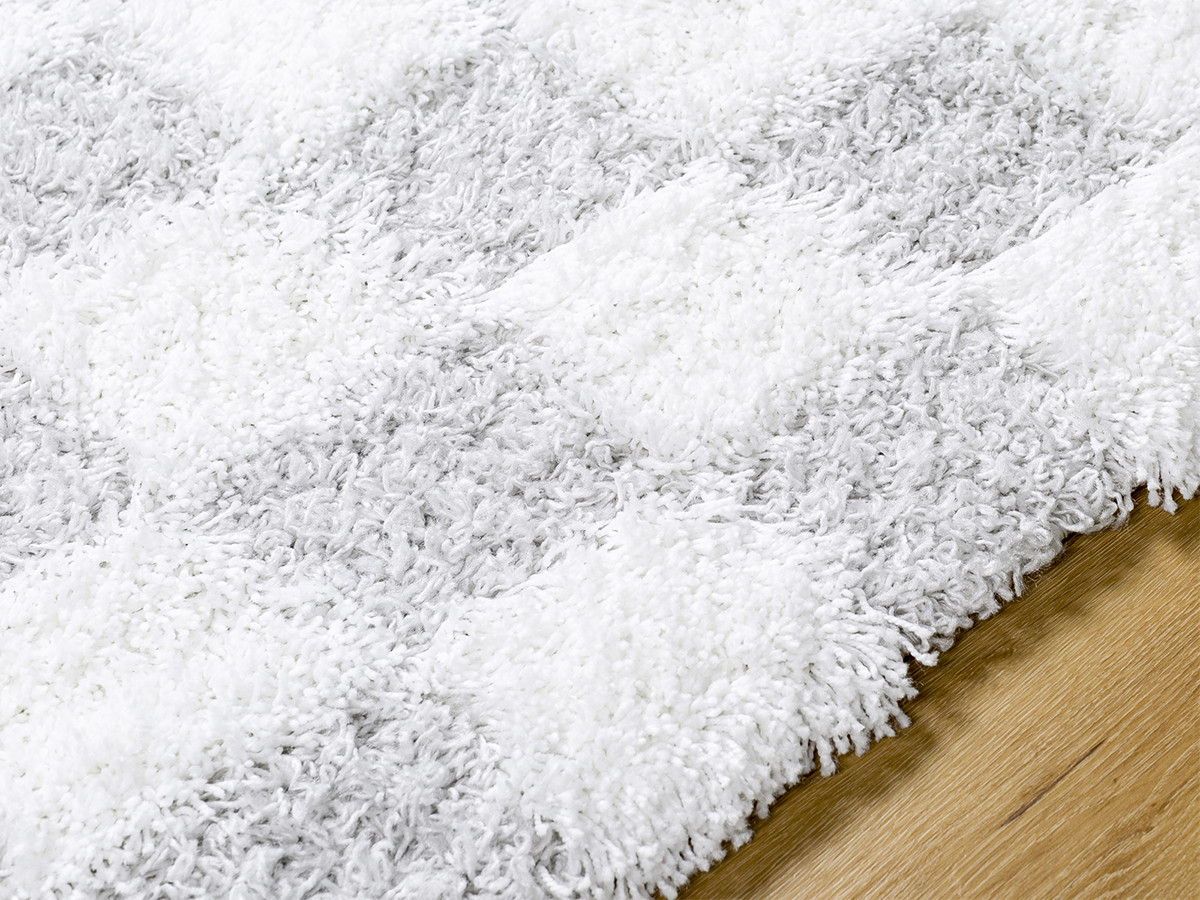 Tapis poils longs RIMA motif damier gris — vue 4