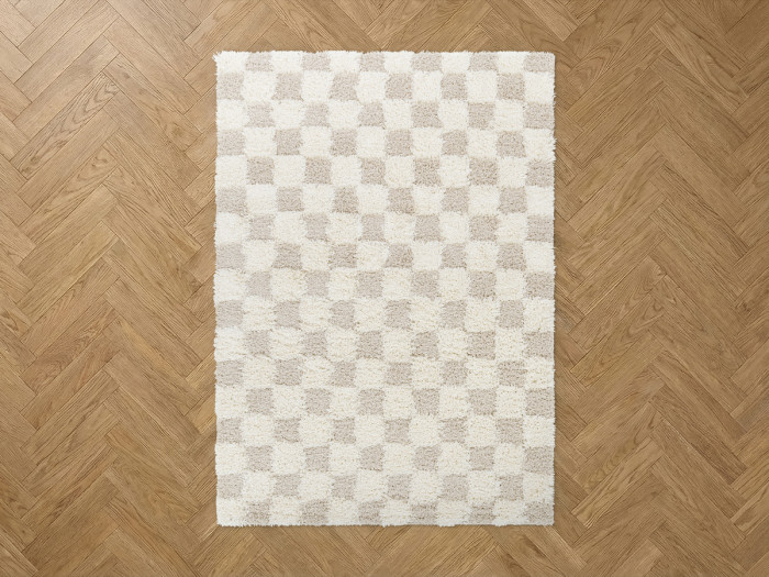 Tapis poils longs RIMA motif damier