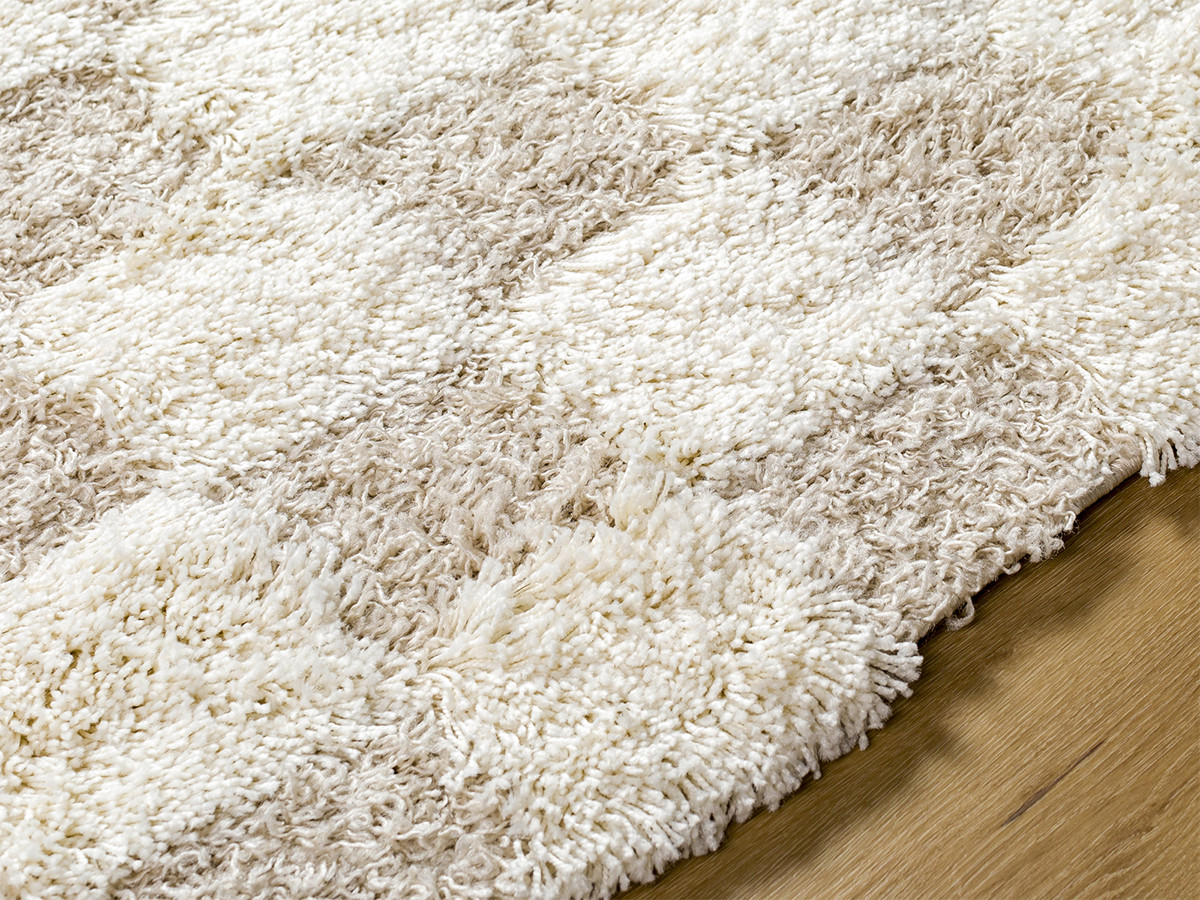 Tapis poils longs RIMA motif damier beige — vue 4