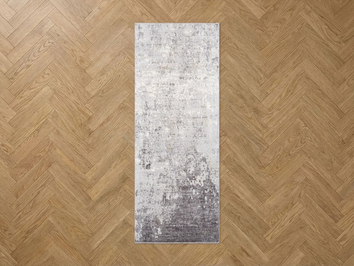 Tapis de couloir poils ras ELSIE motif abstrait gris — vue 5