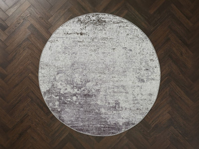 Tapis rond poils ras ELSIE motif abstrait