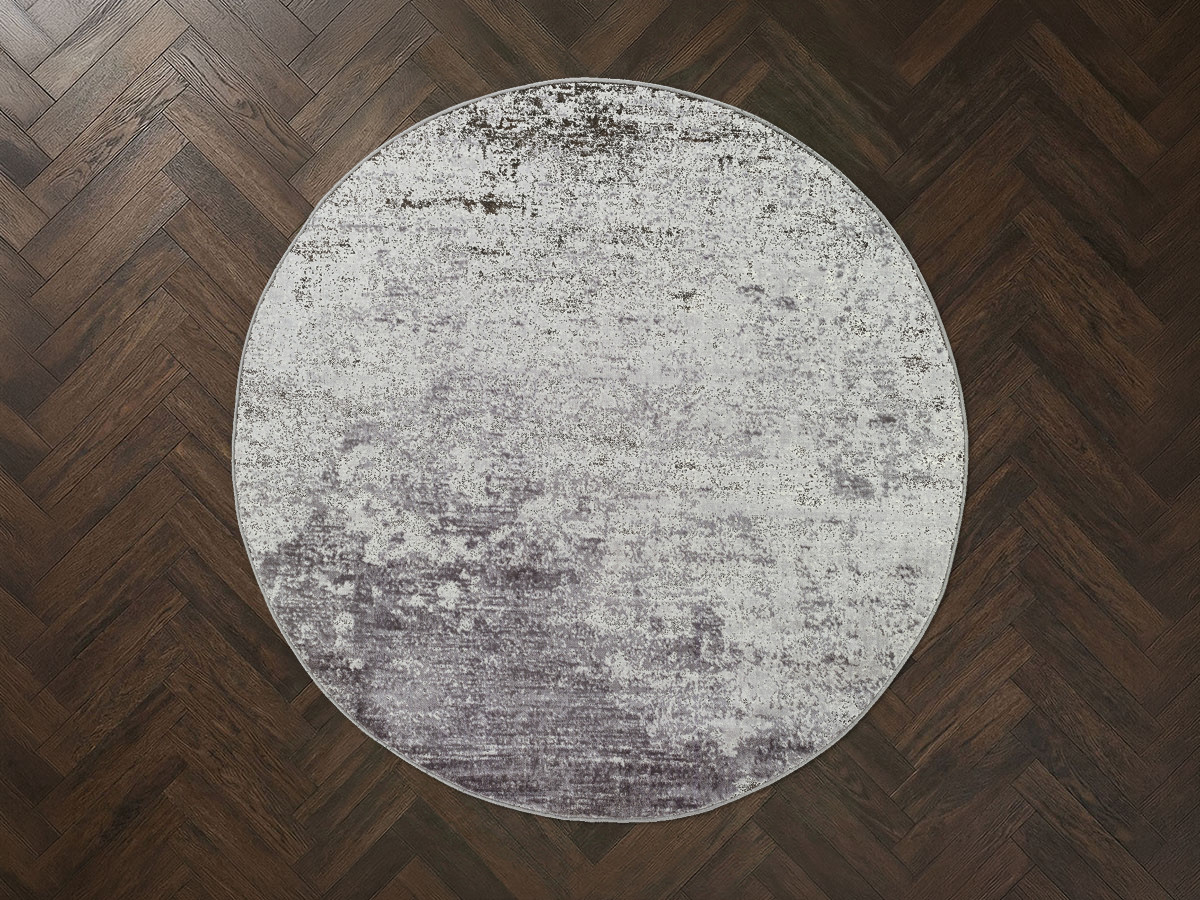 Rond vloerkleed ELSIE met korte pool en abstract patroon