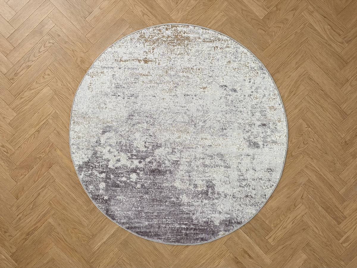 Rond vloerkleed ELSIE met korte pool en abstract patroon