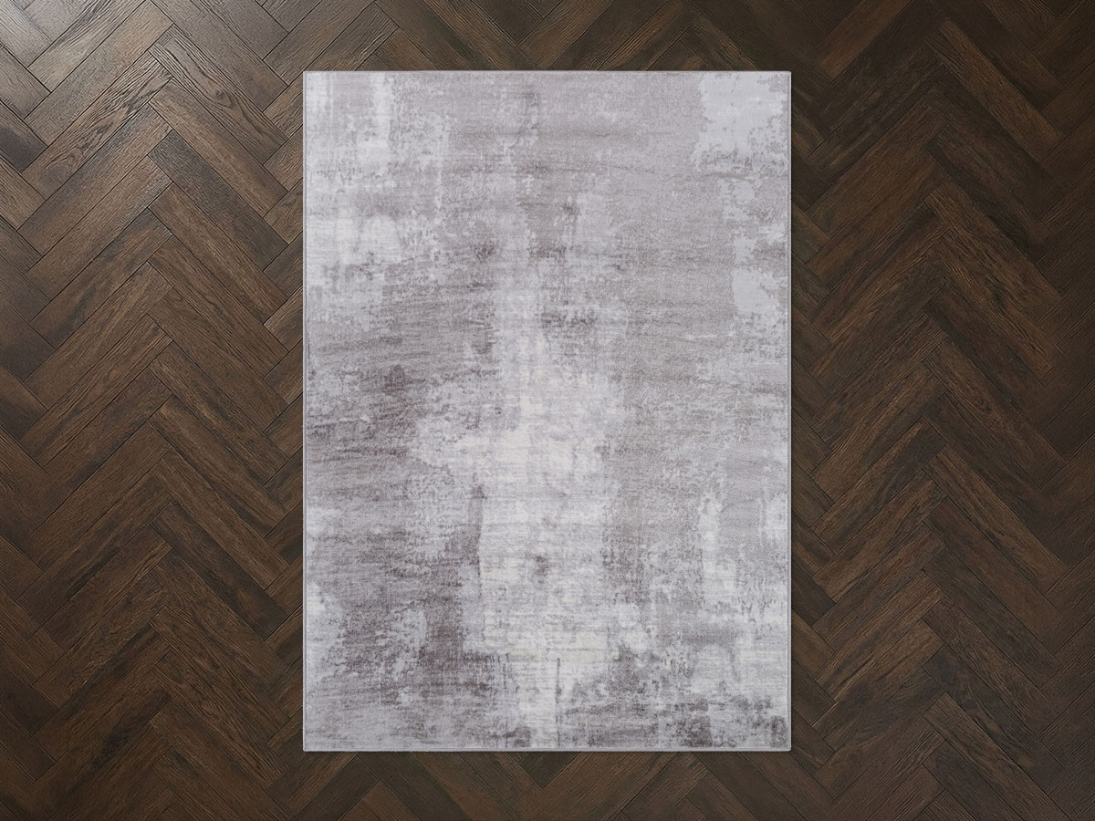 Tapis poils ras MONNA motif abstrait gris