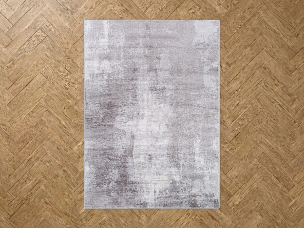 Tapis poils ras MONNA motif abstrait gris — vue 5