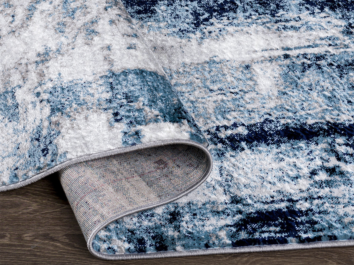 Tapis poils ras TONI motif abstrait bleu — vue 6