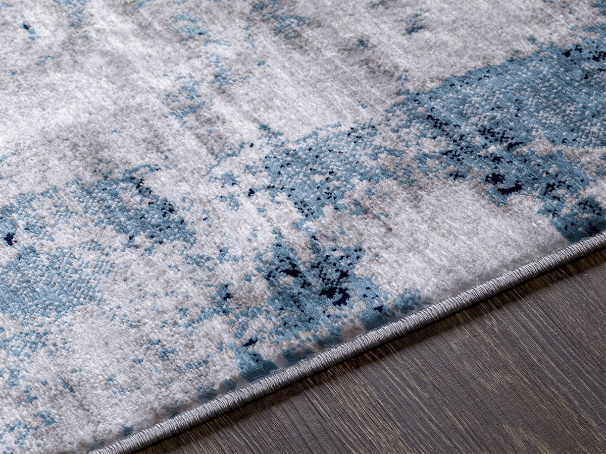 Tapis poils ras TONI motif abstrait bleu — vue 4