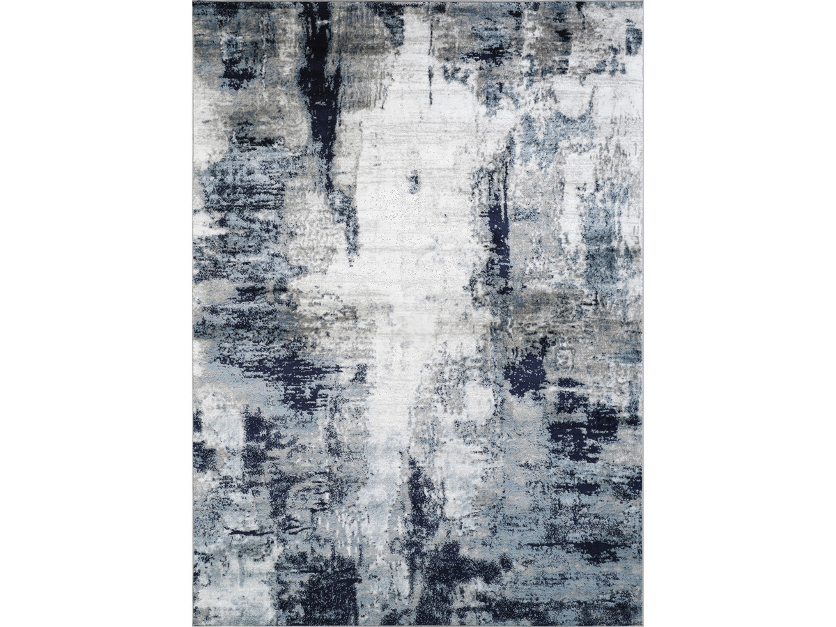 Tapis poils ras AMNA motif abstrait bleu — vue 3