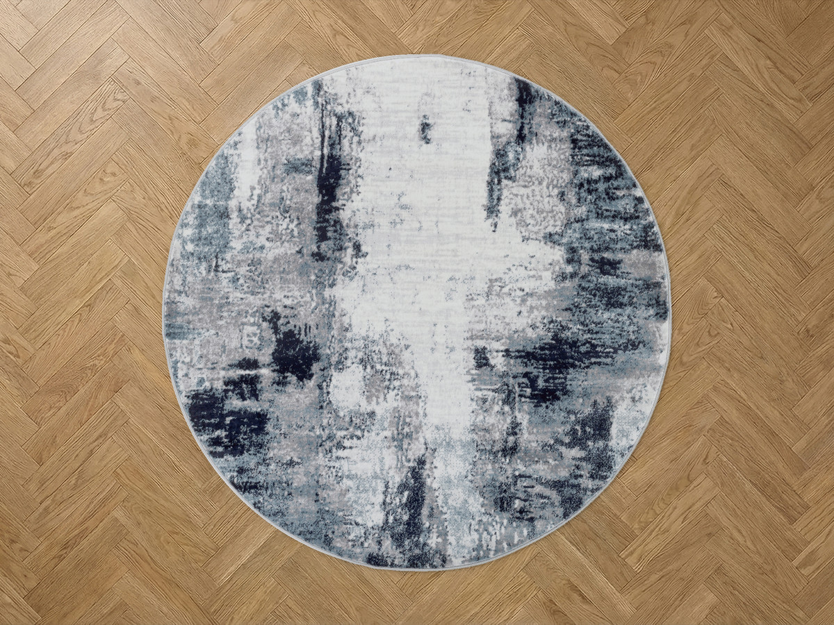 Rond AMNA-tapijt met korte pool en abstract patroon