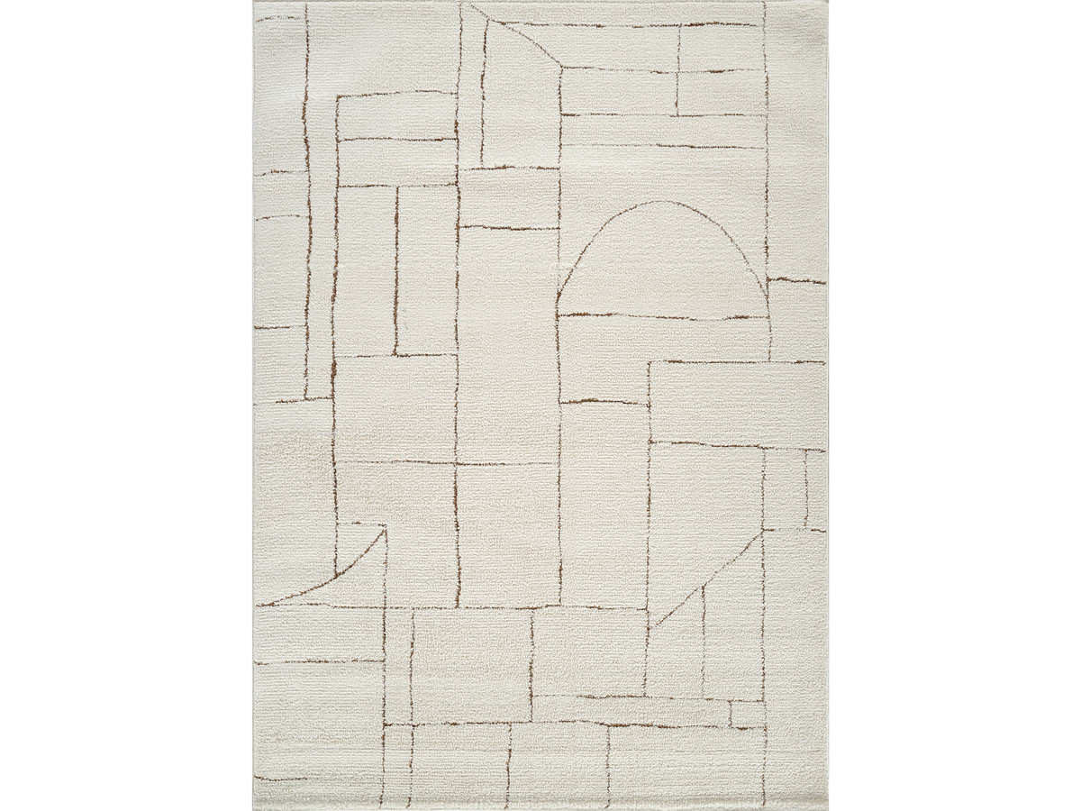 nalva laagpolig tapijt met abstracte patronen gekleurd bruin