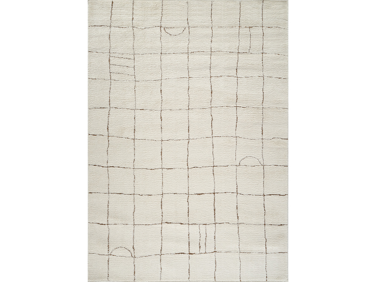 kheo laagpolig tapijt met grafische patronen gekleurd bruin