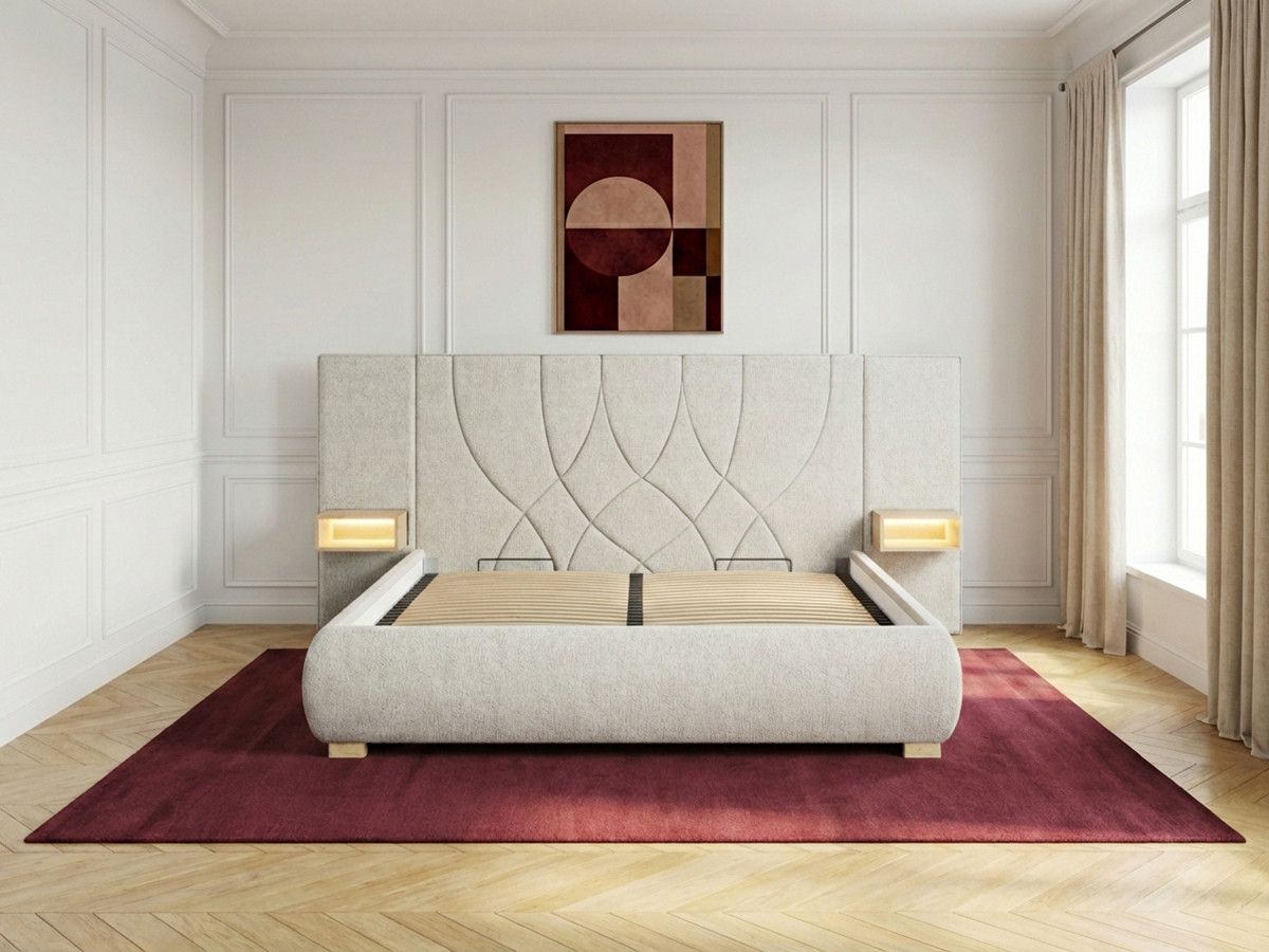 Lit coffre FLOA avec chevets et LED intégrées