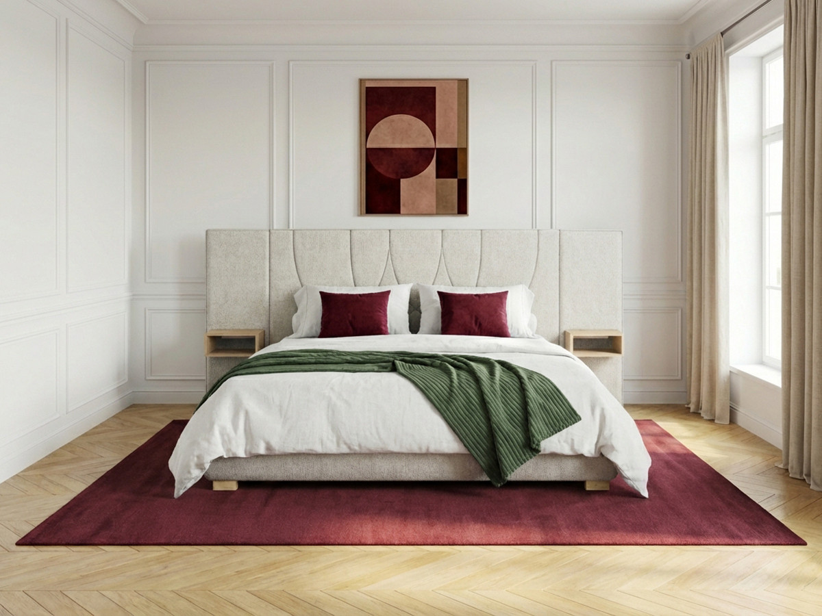 Lit coffre FLOA avec chevets et LED intégrées beige — vue 6