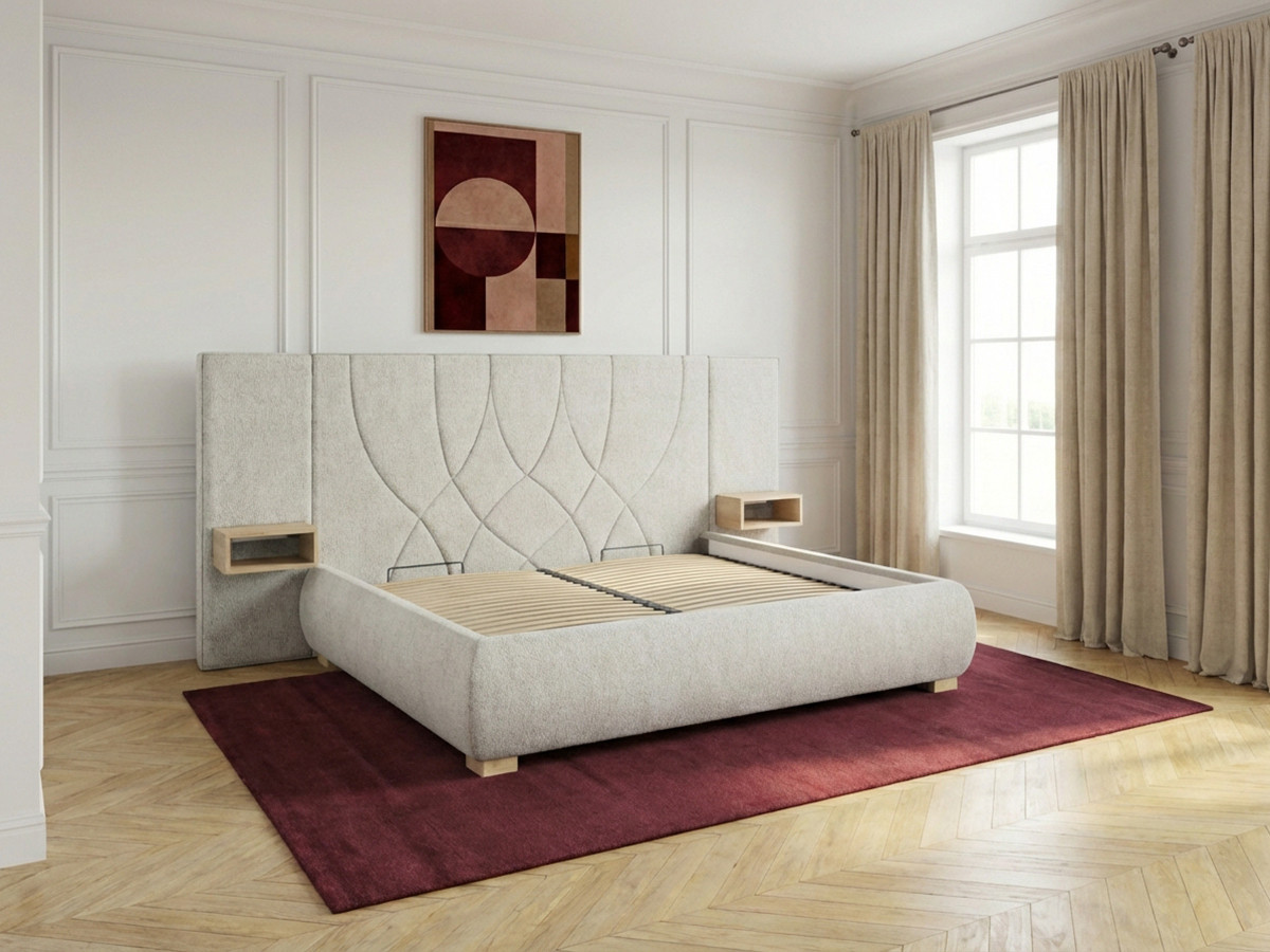 Lit coffre FLOA avec chevets et LED intégrées