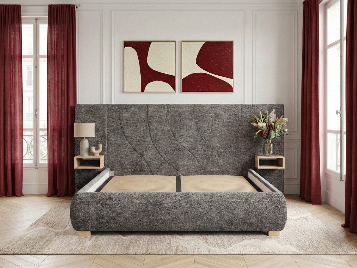 Lit coffre FLOA avec chevets et LED intégrées