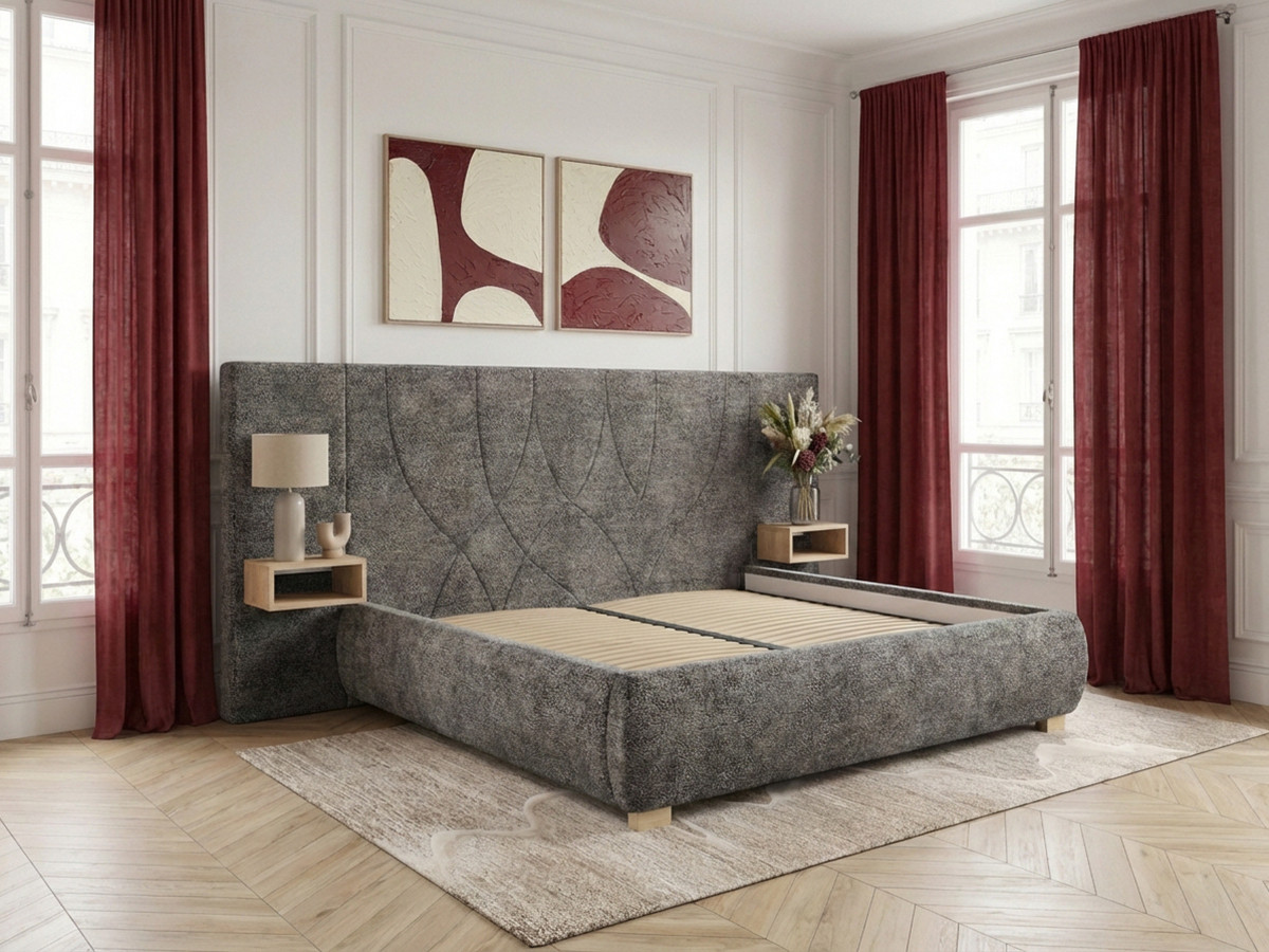 Lit coffre FLOA avec chevets et LED intégrées