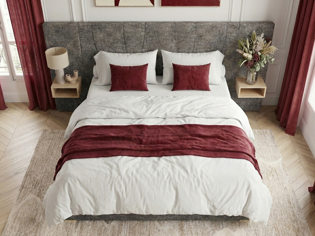 Lit coffre FLOA avec chevets et LED intégrées