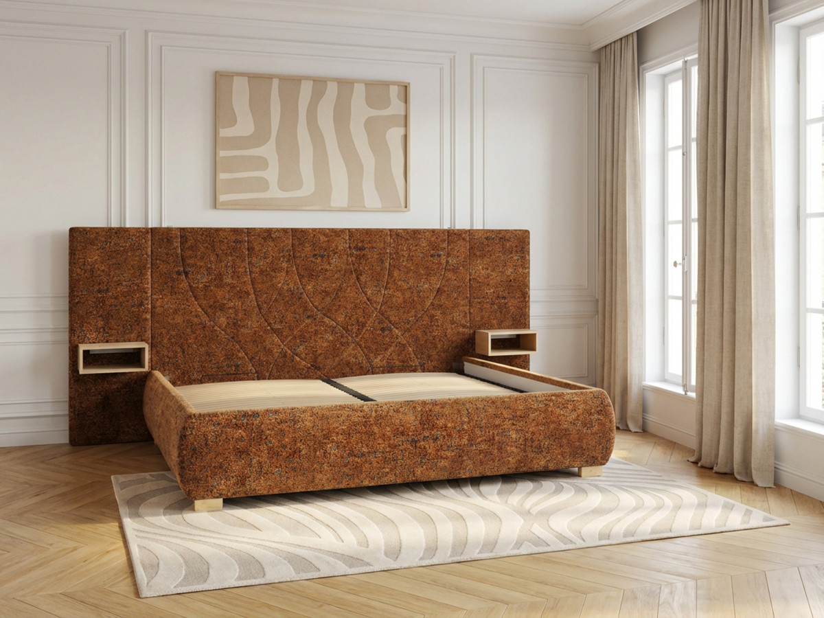 Lit coffre FLOA avec chevets et LED intégrées