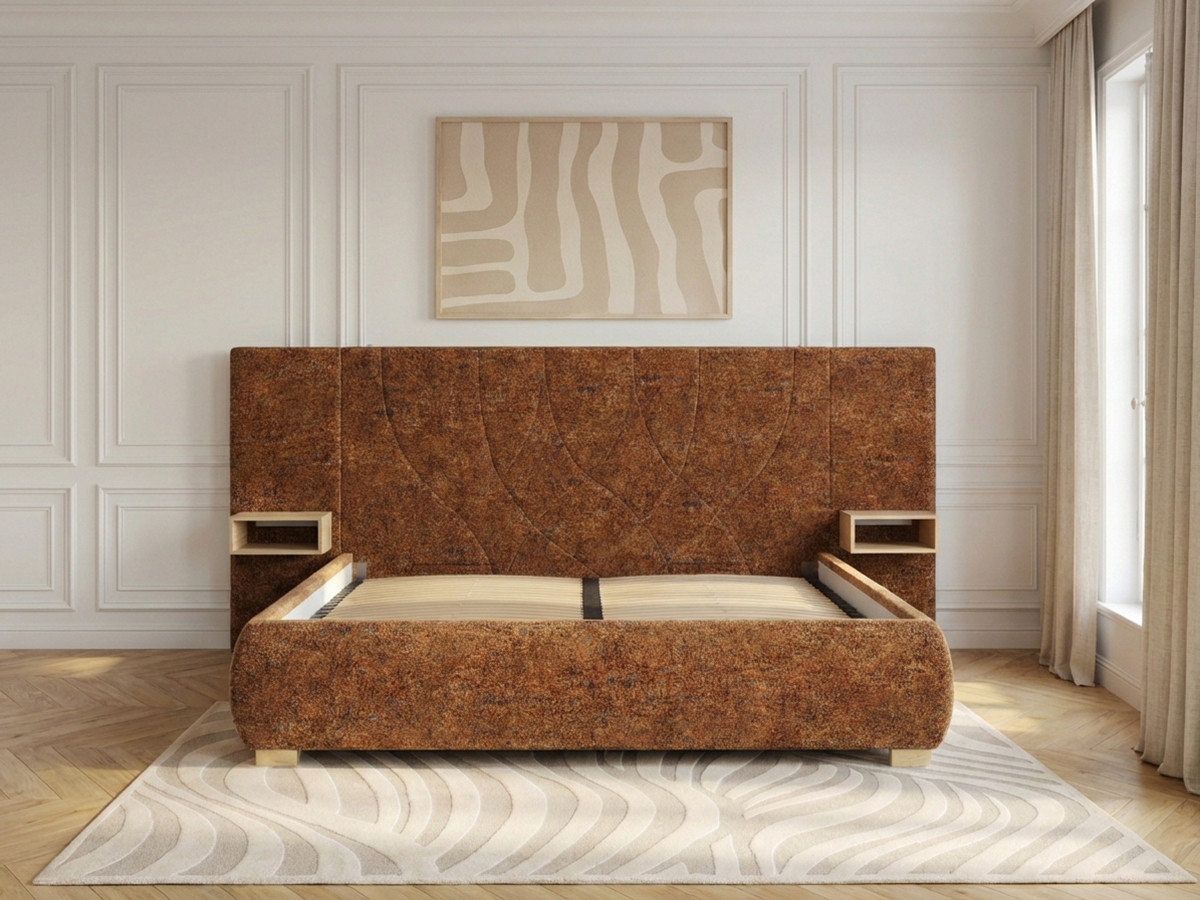 Lit coffre FLOA avec chevets et LED intégrées