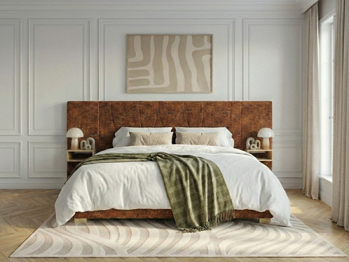 Lit coffre FLOA avec chevets et LED intégrées orange — vue 6