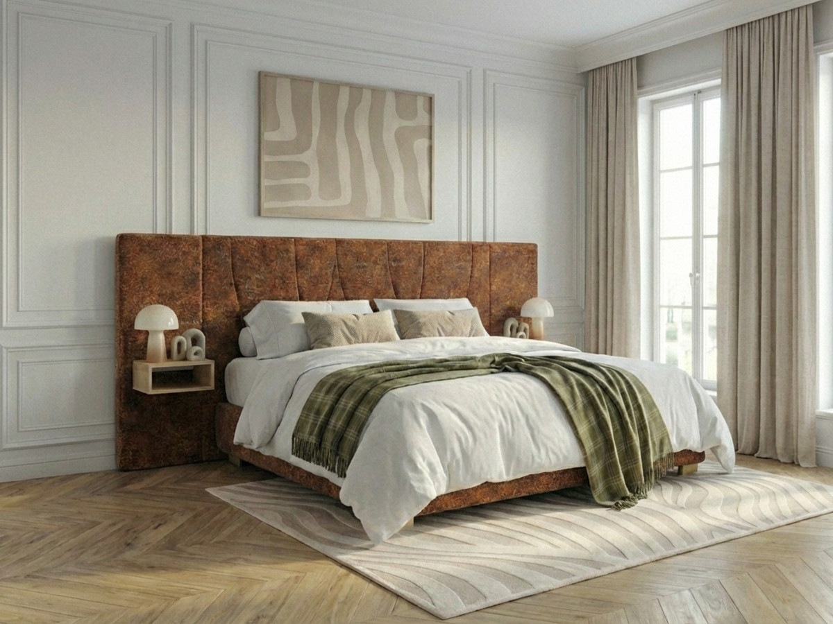 Lit coffre FLOA avec chevets et LED intégrées