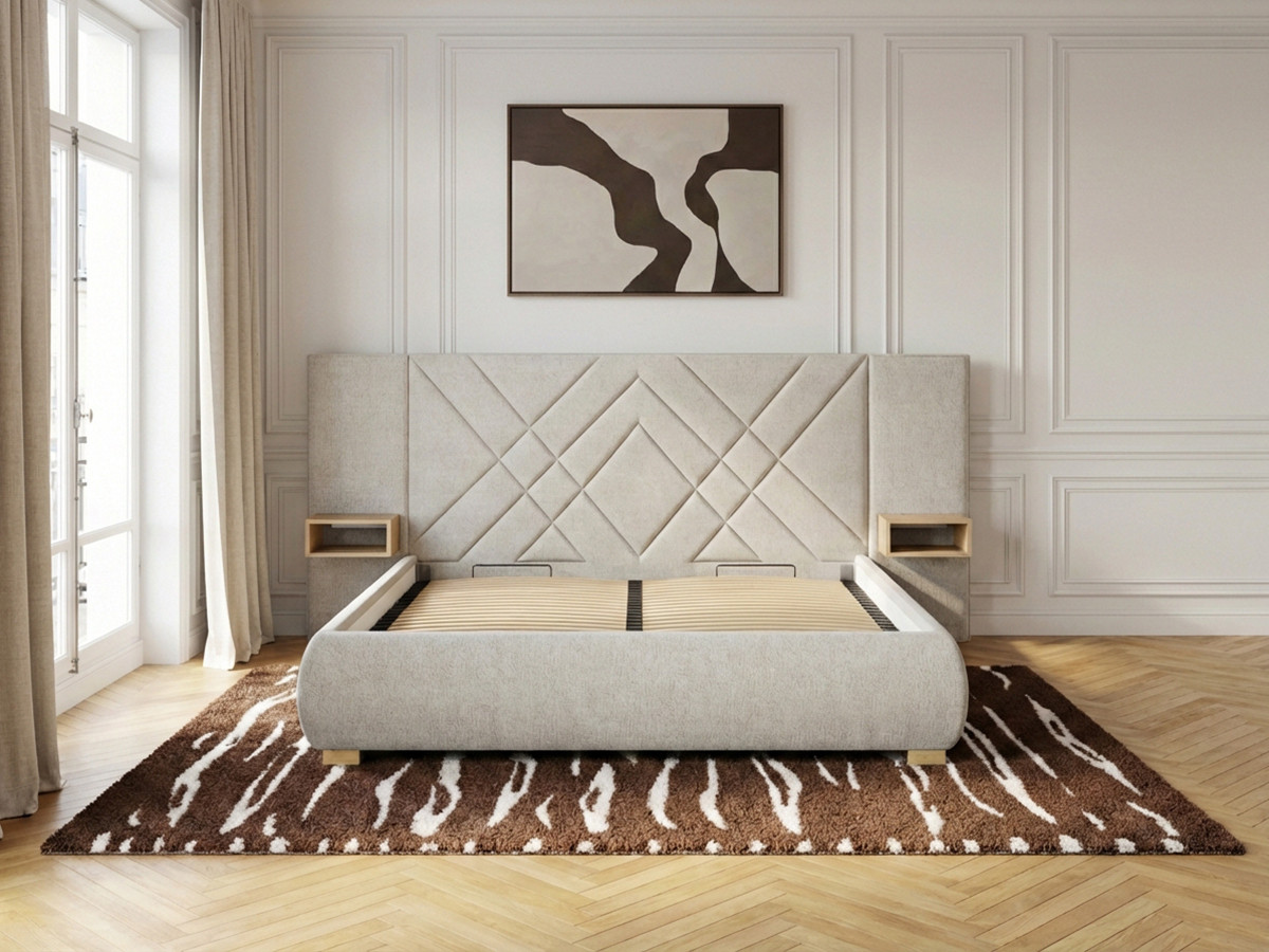 Lit coffre TREMY avec chevets et LED intégrées