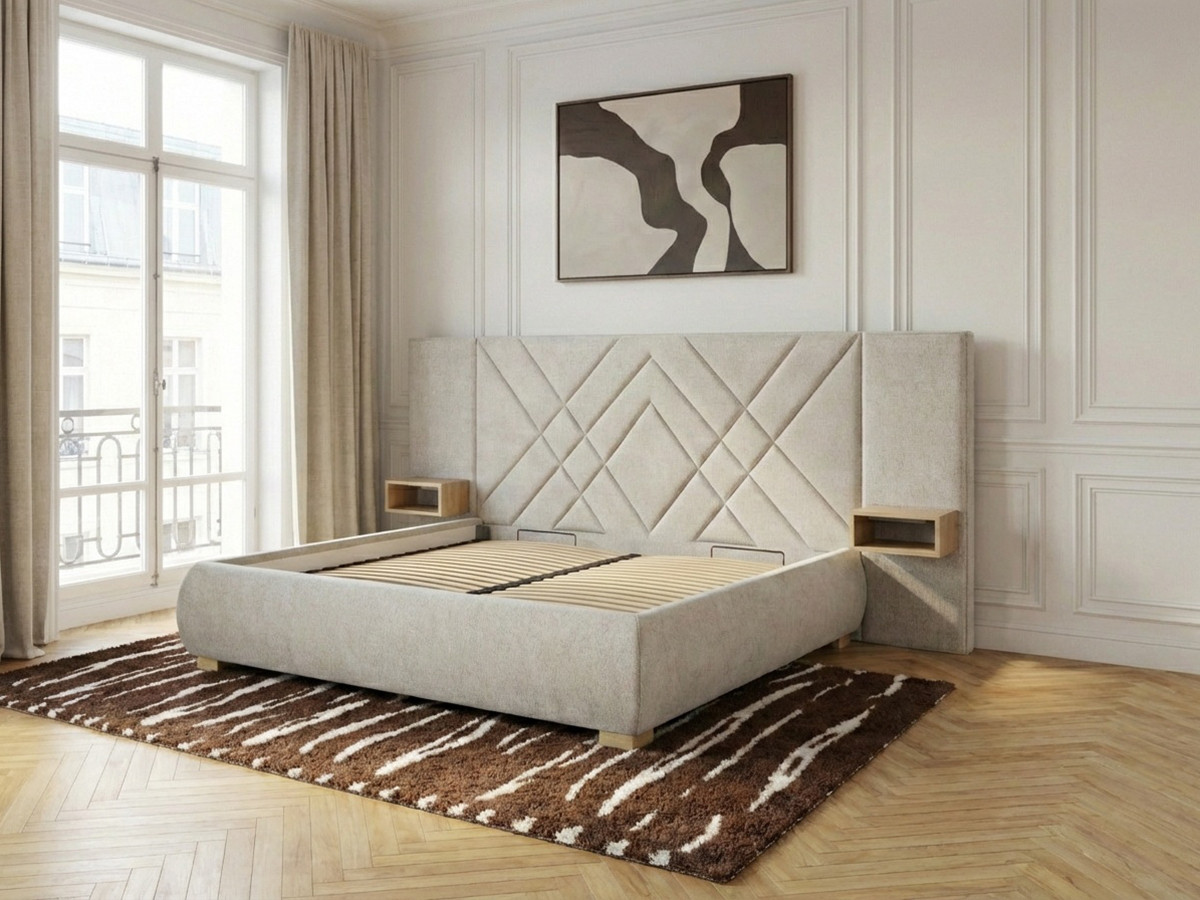 Lit coffre TREMY avec chevets et LED intégrées