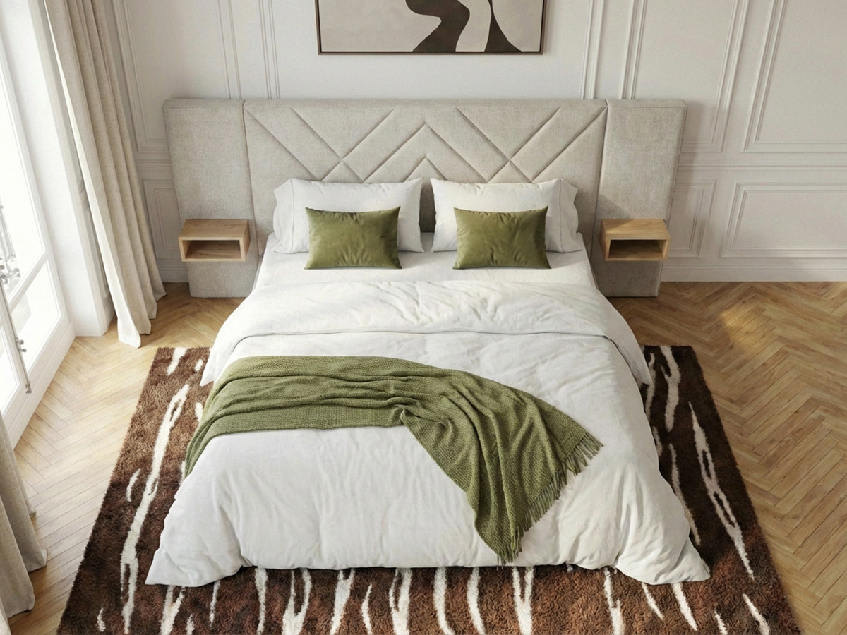 Lit coffre TREMY avec chevets et LED intégrées