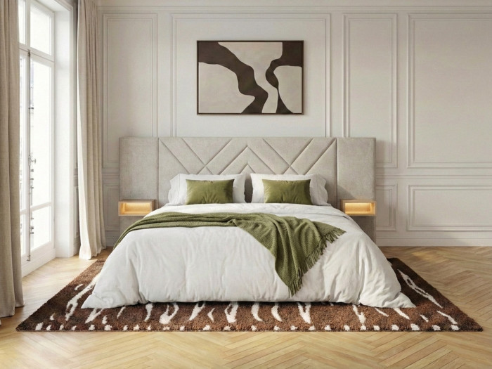 Lit coffre TREMY avec chevets et LED intégrées