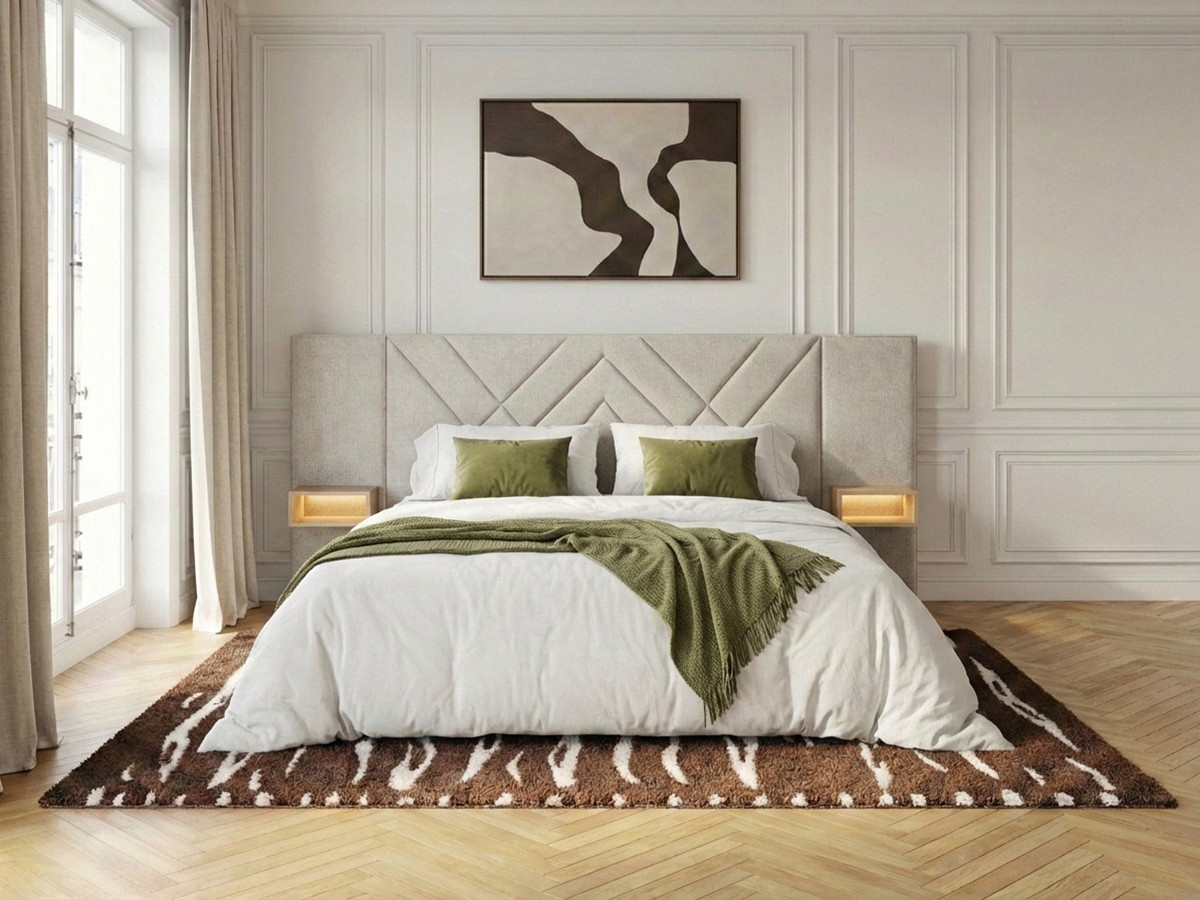 Lit coffre TREMY avec chevets et LED intégrées