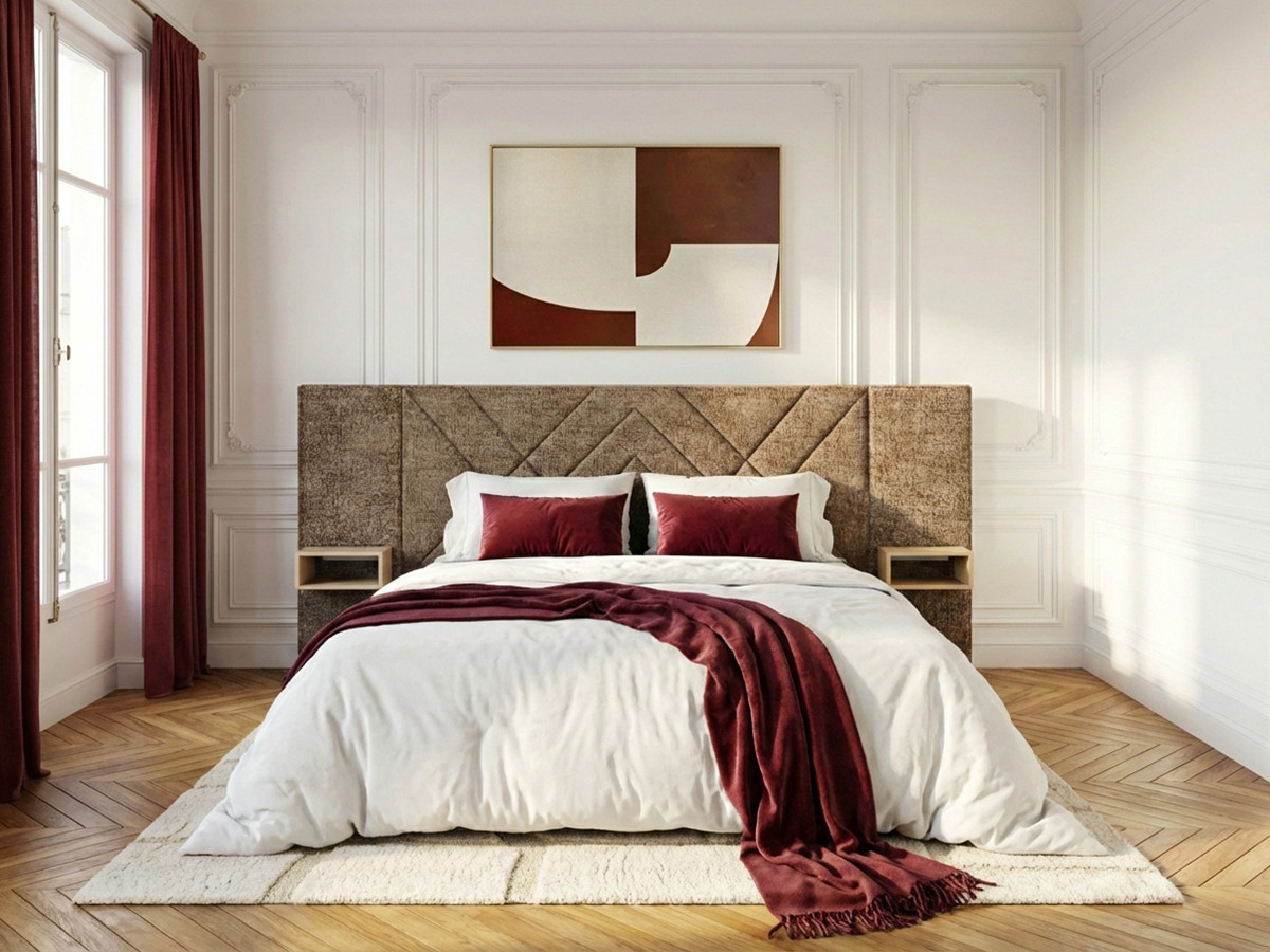 Lit coffre TREMY avec chevets et LED intégrées marron — vue 6