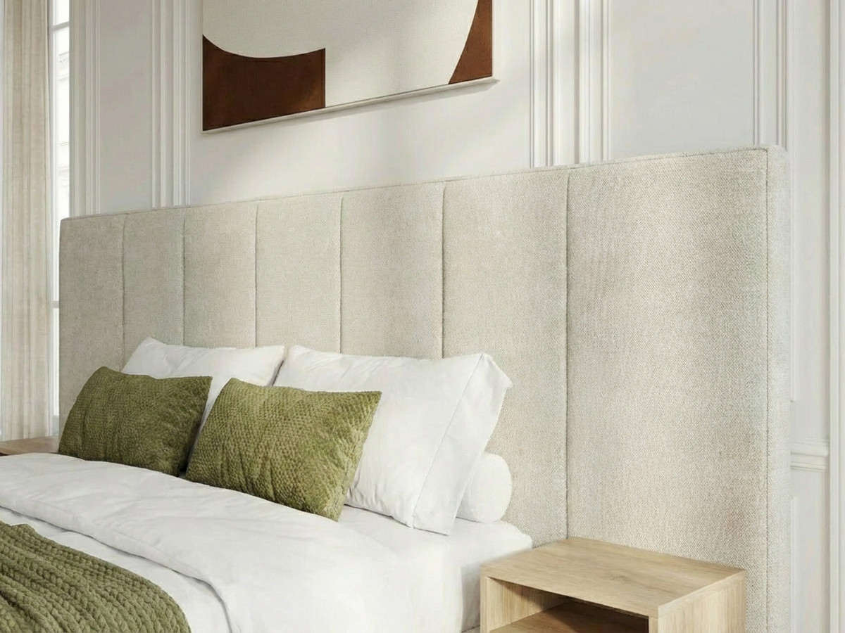 ALOE opbergbed met gestoffeerd hoofdbord, nachtkastjes en geďntegreerde led-verlichting