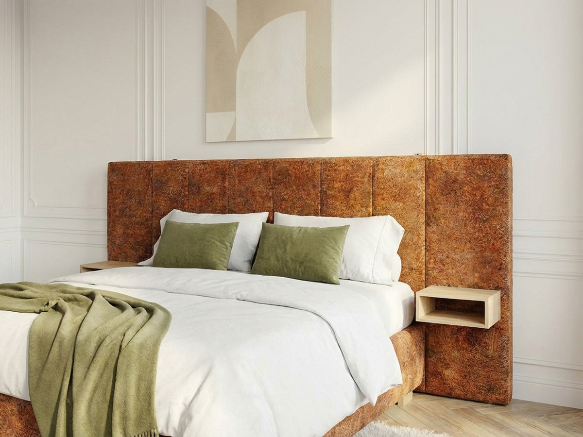 ALOE opbergbed met gestoffeerd hoofdbord, nachtkastjes en geďntegreerde led-verlichting