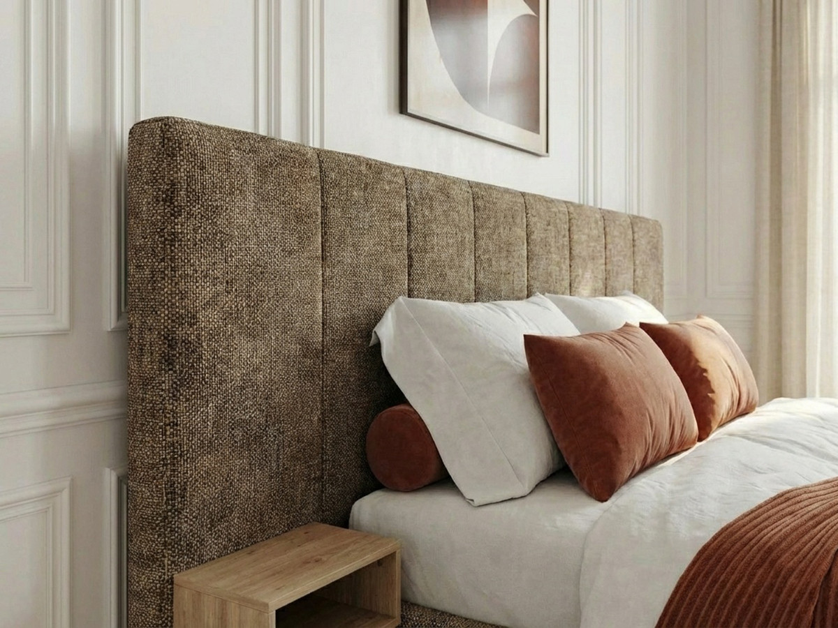 ALOE opbergbed met gestoffeerd hoofdbord, nachtkastjes en geďntegreerde led-verlichting