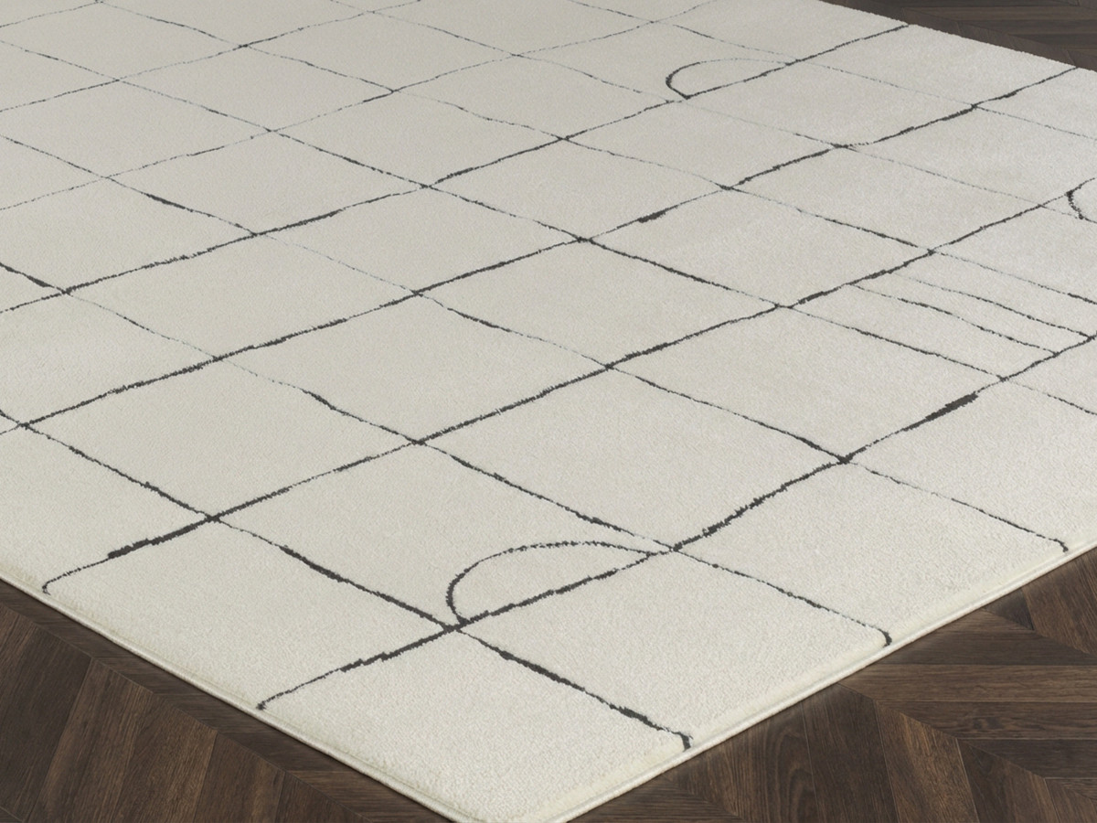 Tapis poils courts KHEO motifs graphique anthracite — vue 6