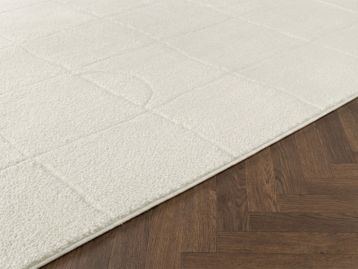 Tapis poils courts KHEO motifs graphique beige — vue 4