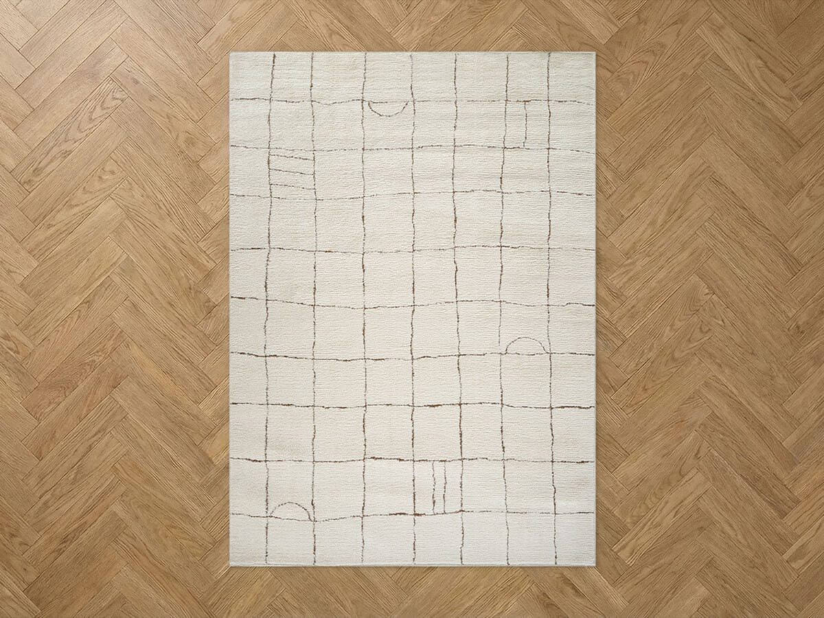 Tapis poils courts KHEO motifs graphique marron — vue 5