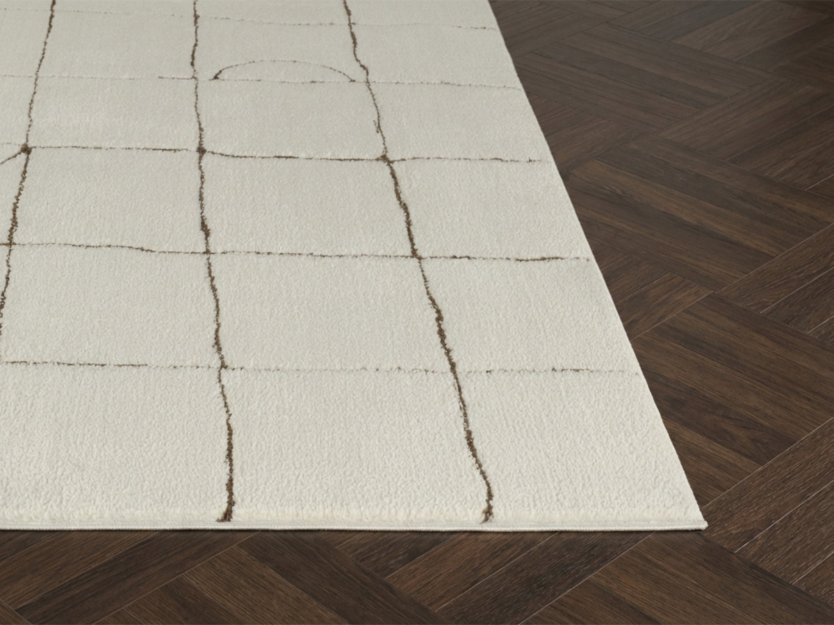 Tapis poils courts KHEO motifs graphique marron — vue 6