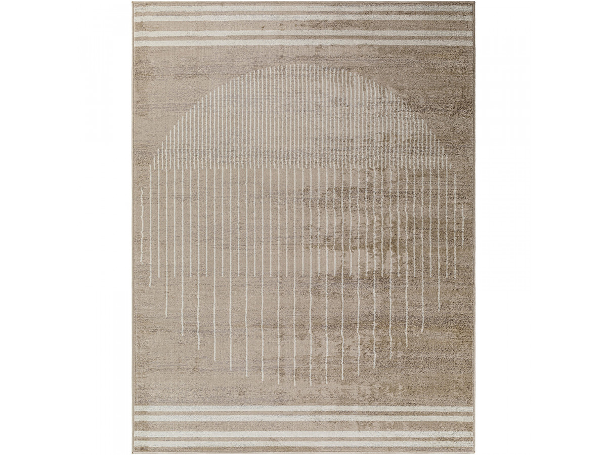 tapis poils ras sienne motif graphique de couleur marron