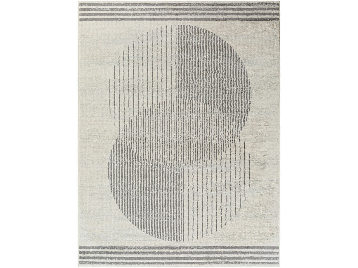 Tapis poils ras SENO motif graphique gris clair — vue 3