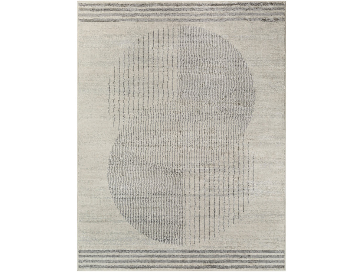 Tapis poils ras SENO motif graphique gris — vue 3