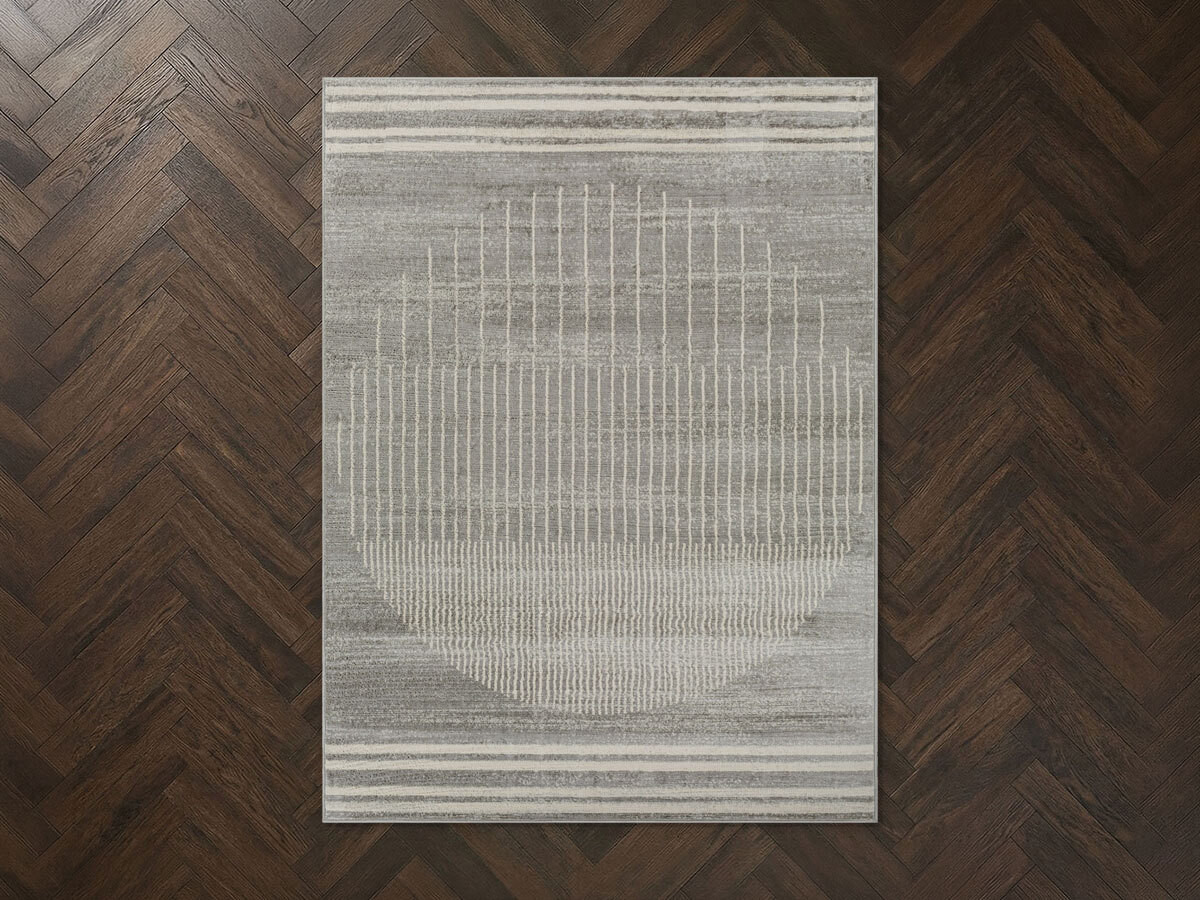 Tapis poils ras SIENNE motif graphique gris foncé