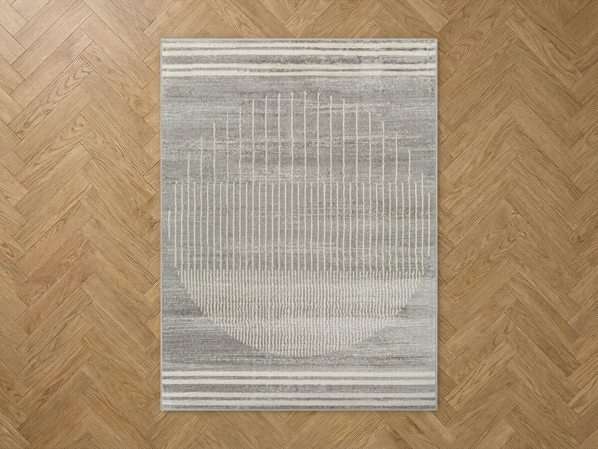 Tapis poils ras SIENNE motif graphique gris foncé — vue 5