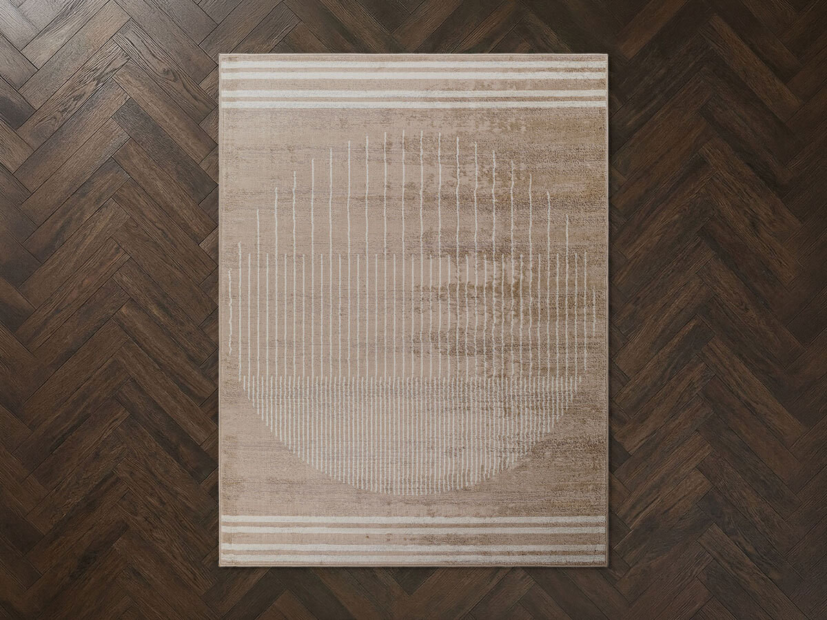 Tapis poils ras SIENNE motif graphique marron