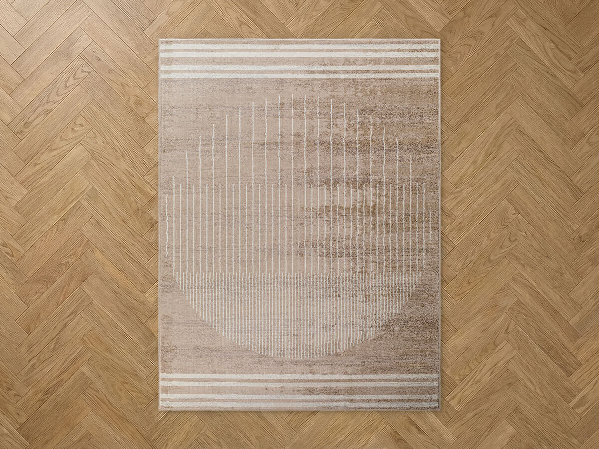 Tapis poils ras SIENNE motif graphique marron — vue 5